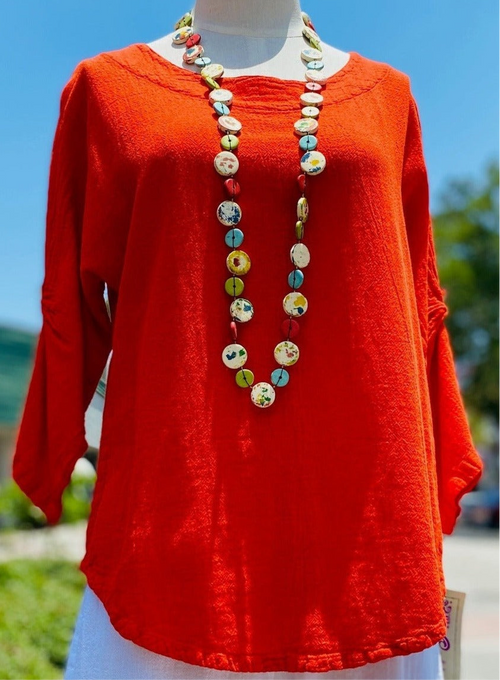 Joan Top With Cinched 3/4 Sleeves! All Sizes - SALE