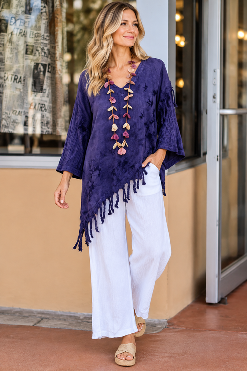 New Cotton Gauze Fringe Top
