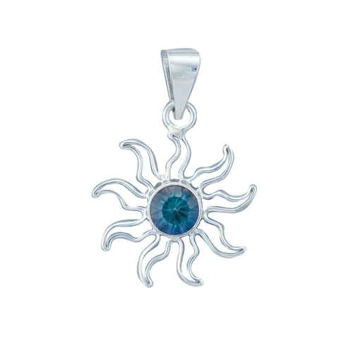 Sterling Silver Mystic Quartz Sun Necklace SP-6428