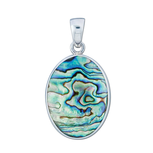 Sterling Silver Oval Natural Abalone Pendant