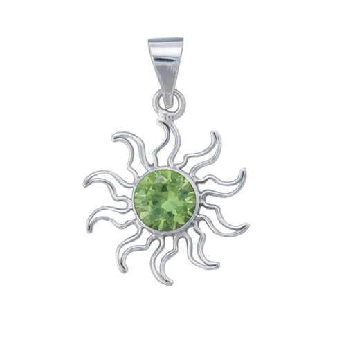Sterling Silver Synthetic Peridot Sun Necklace SP-6426