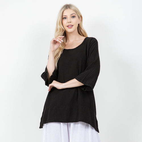 The Liz! New Drop Hemline Tunic Style Top in 100% Cotton Gauze