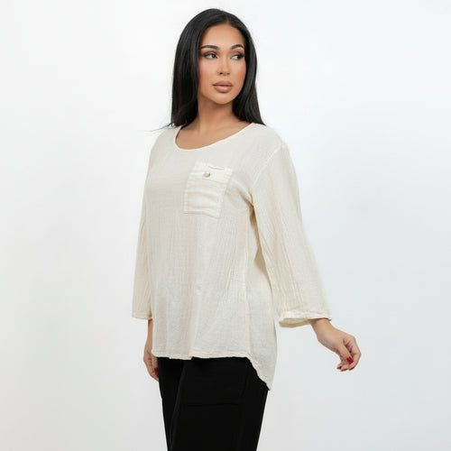 Leah Tuxedo Top with New Colors! 100% Cotton Gauze