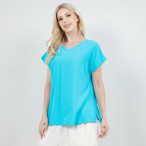 Carla 100% Cotton Gauze Top in OSFM