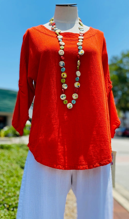 Joan Top With Cinched 3/4 Sleeves