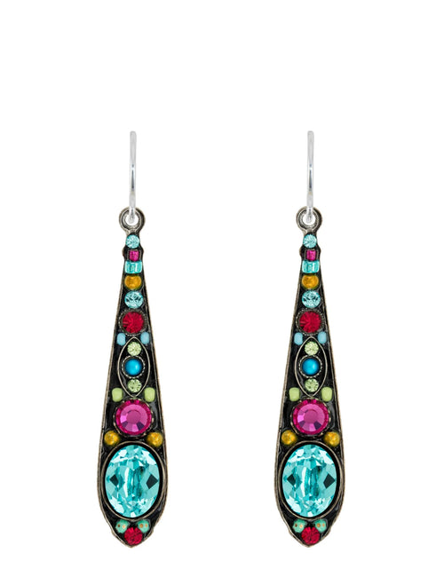 E593 Firefly LT Stiletto Long Earrings-Light Turquoise