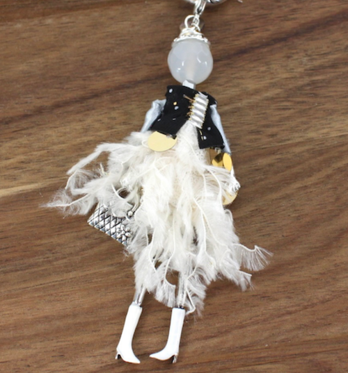 B24127 Stone Adorned French Doll Stainless Steel