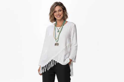 New Cotton Gauze Fringe Top