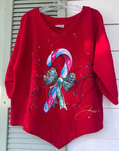 Candy Cane Hand-Painted Top