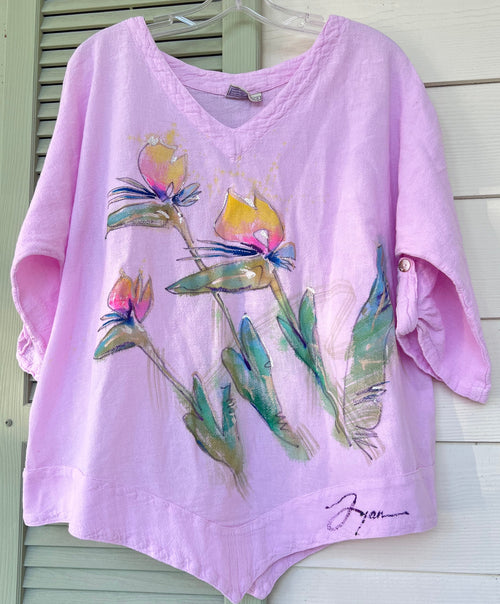Lilac Tulips Hand-Painted Top