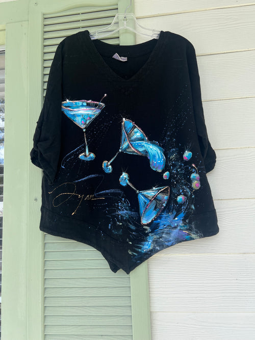 Black Dirty Martini 'Make a Splash' Hand-Painted Top