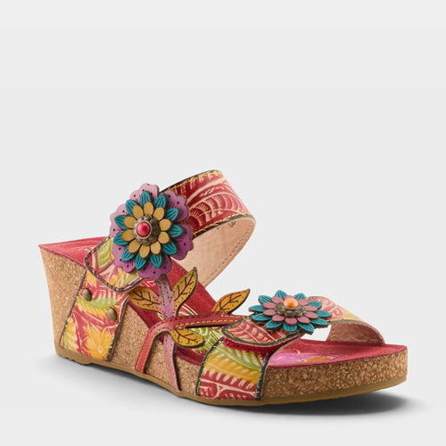 L'Artiste Moai Sandal: Red Multi