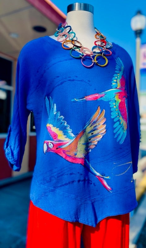 Scarlett Macaw Hand-Painted Top