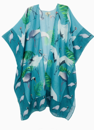 JC Sunny Kimono 62788 Green/White Cranes