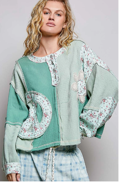 Peace Patch Knit Top YKT1642