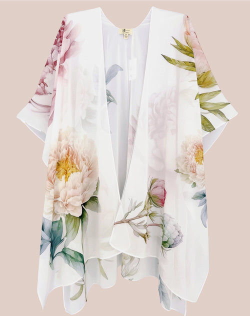 JC Sunny Kimono 71295 White Peonies