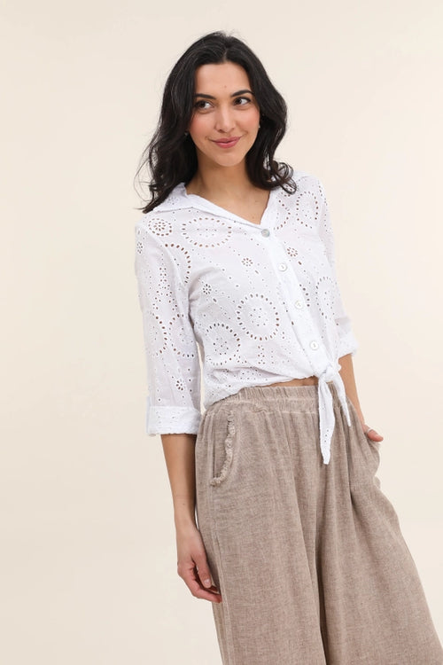 2501 Eyelet Button Up Top