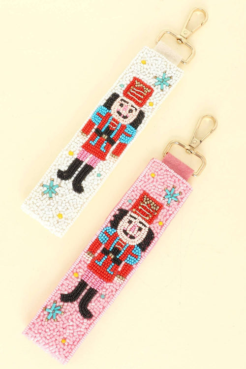 CHRISTMAS NUTCRACKER SEED BEAD KEY CHAIN XK16191