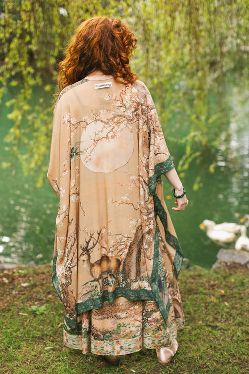 Fable Bohemian Goddess Starduster Kimono with Deer and Moon
