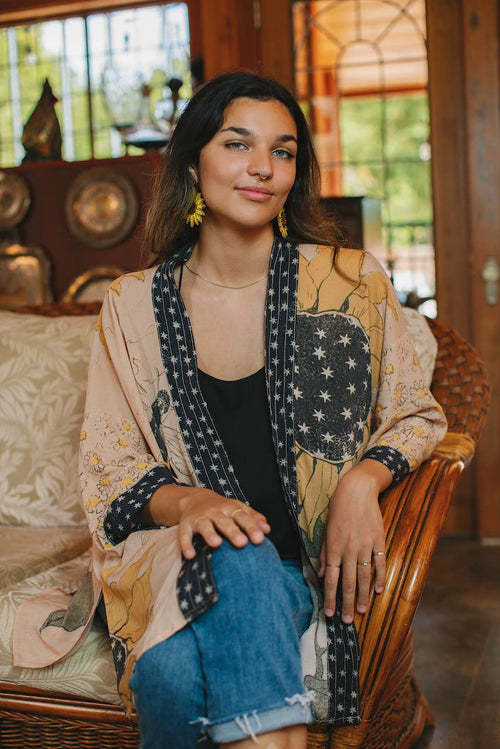 Milk & Honey Bamboo Bohemian Kimono Cardigan with Belt