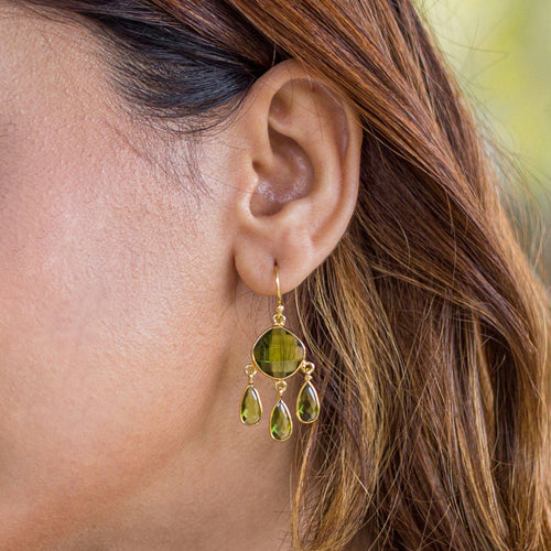 Triple Dew Drop Earrings - VER0006 Green