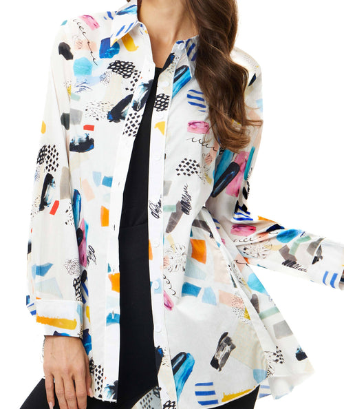 89L67 - Vibrant Abstract Button-Down Blouse