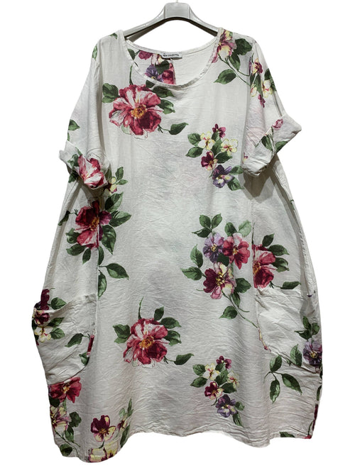 6871 Floral Print Linen Dress