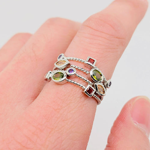 Women Copper Inlaid Colored Cubic Zirconia Ring 44817