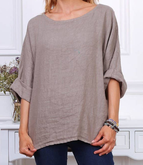 1300 Linen Top with 3/4 Sleeves