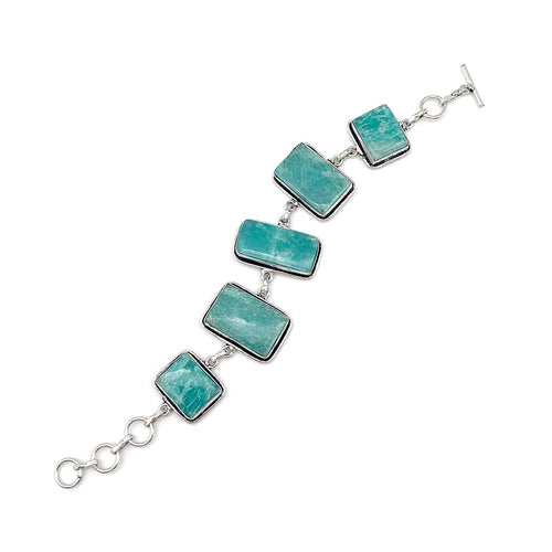 Kashi Semiprecious Stone Link Bracelet - Amazonite BL4606