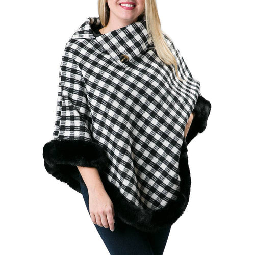 Danielle Poncho with Faux Fur Trim