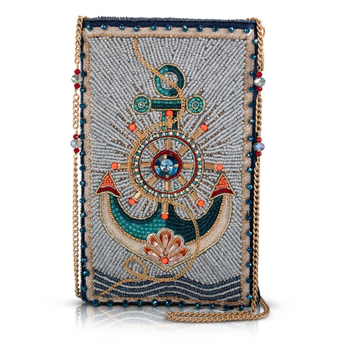 Keep It Steady Anchor Nautical Beaded Crossbody Phone Bag