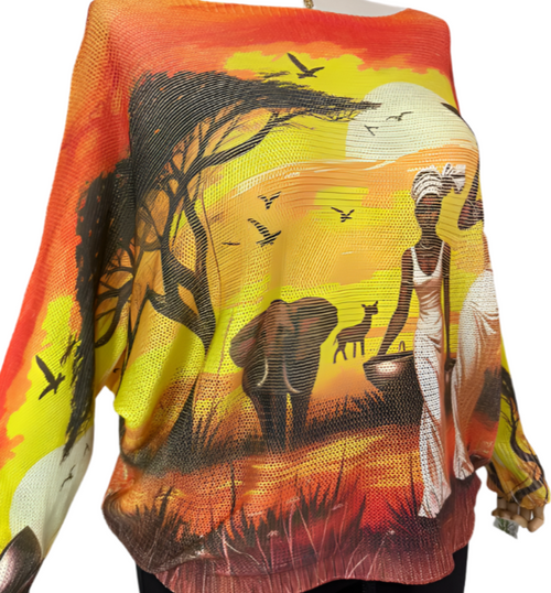 ZBX43 One Size Yellow Elephant Sahara Print