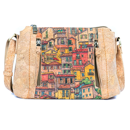 Cork Crossbody Bag – Colorful Tile Pattern BAGD- 608