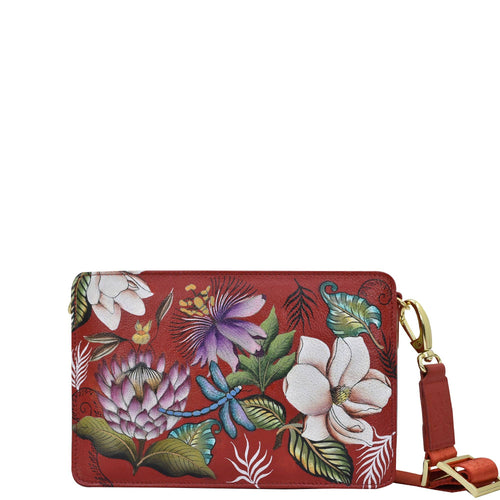 Hand-Painted Leather Triple Compartment Crossbody - 696