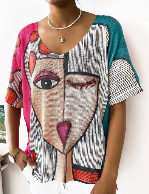 Art Layering Sweater Pink Picasso