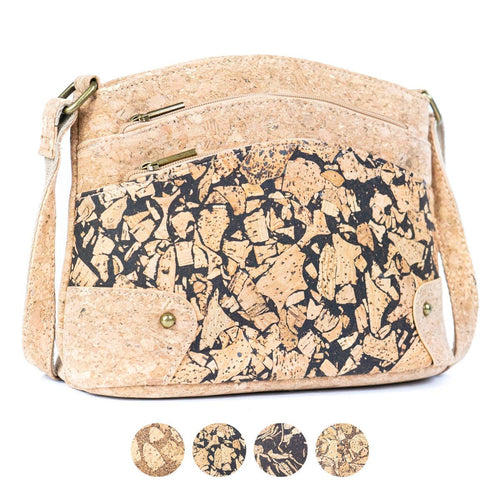 Triple-Zip Crossbody Bag – Crafted from Cork and Coffee Grounds 2340