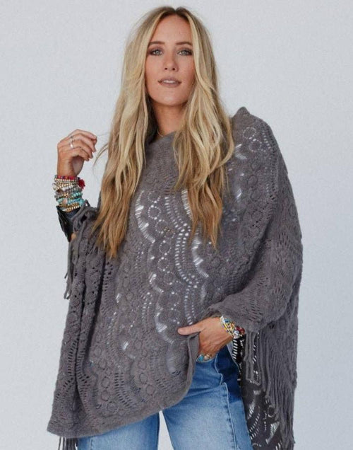 Sea Beyond Lace Poncho 3935- Gray Three Bird Nest