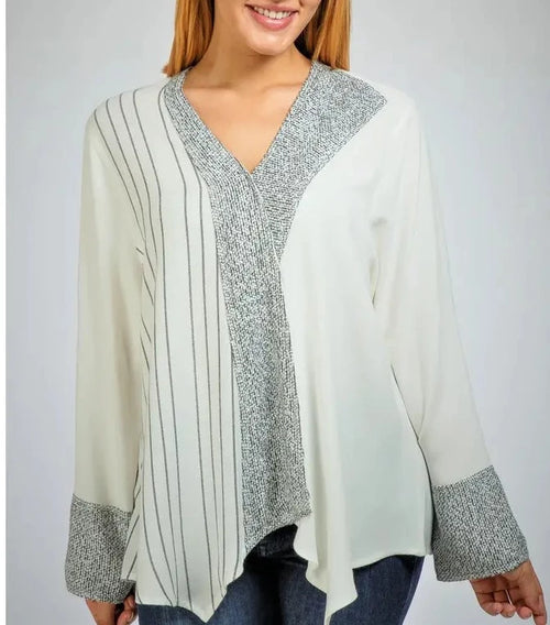 2787 White and Grey Top -OSFM