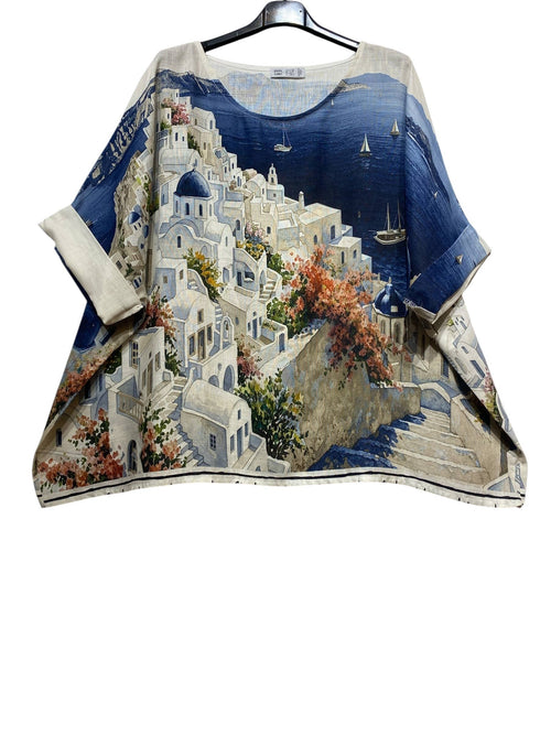 5938 D Santorini 100% Linen Top