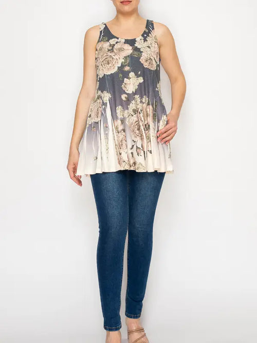 501 Print Lace Tank BG DD Navy