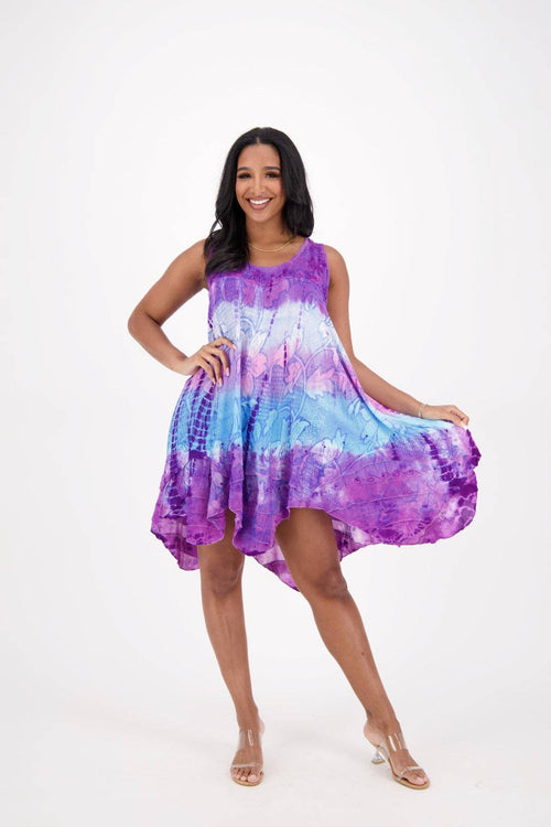 Floral Print Tie-Dye Dress 191478 OSFM