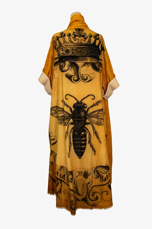 Duster with Queen Bee Print in Gold