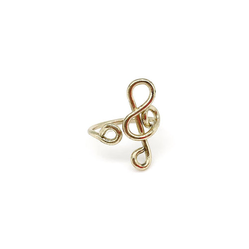 Gold Plated Adjustable Ring - Treble Clef