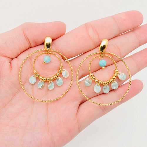 Double Ring 18K Gold Plated Stainless Steel Post Earrings