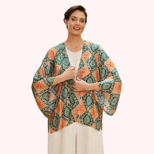 Cream Batik Kimono Jacket