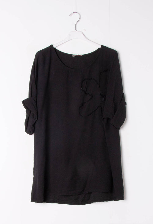 Viscose Top with Round Neck and Flower Embroidery 2501