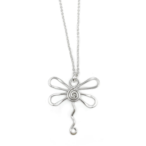 Silver Plated Pendant Necklace - Dragonfly N386LS