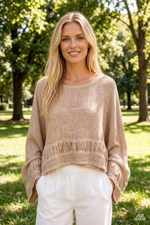 5708 Cotton Linen Blend Top