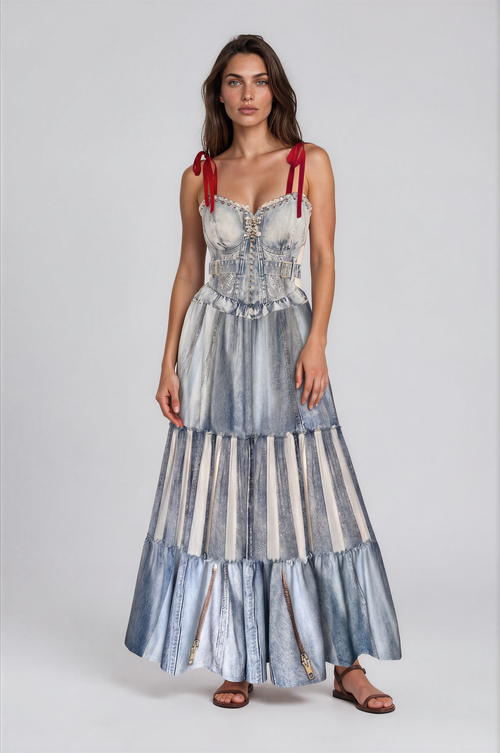 Dress Long Denim Print - 050